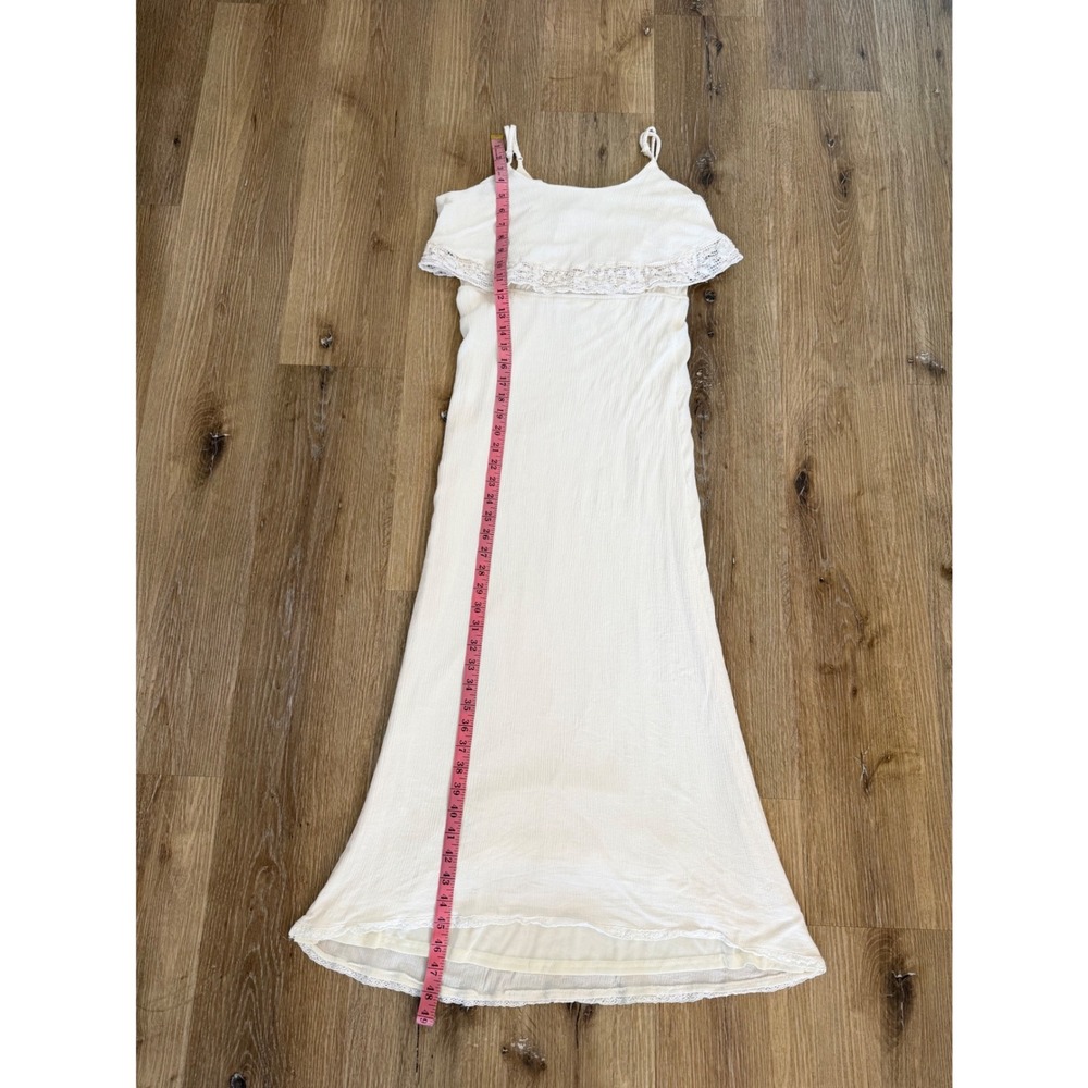 Flying Tomato Boho Lace Ruffle Maxi Dress Women M Cream Gauze Cottagecore Boho - Picture 5 of 8